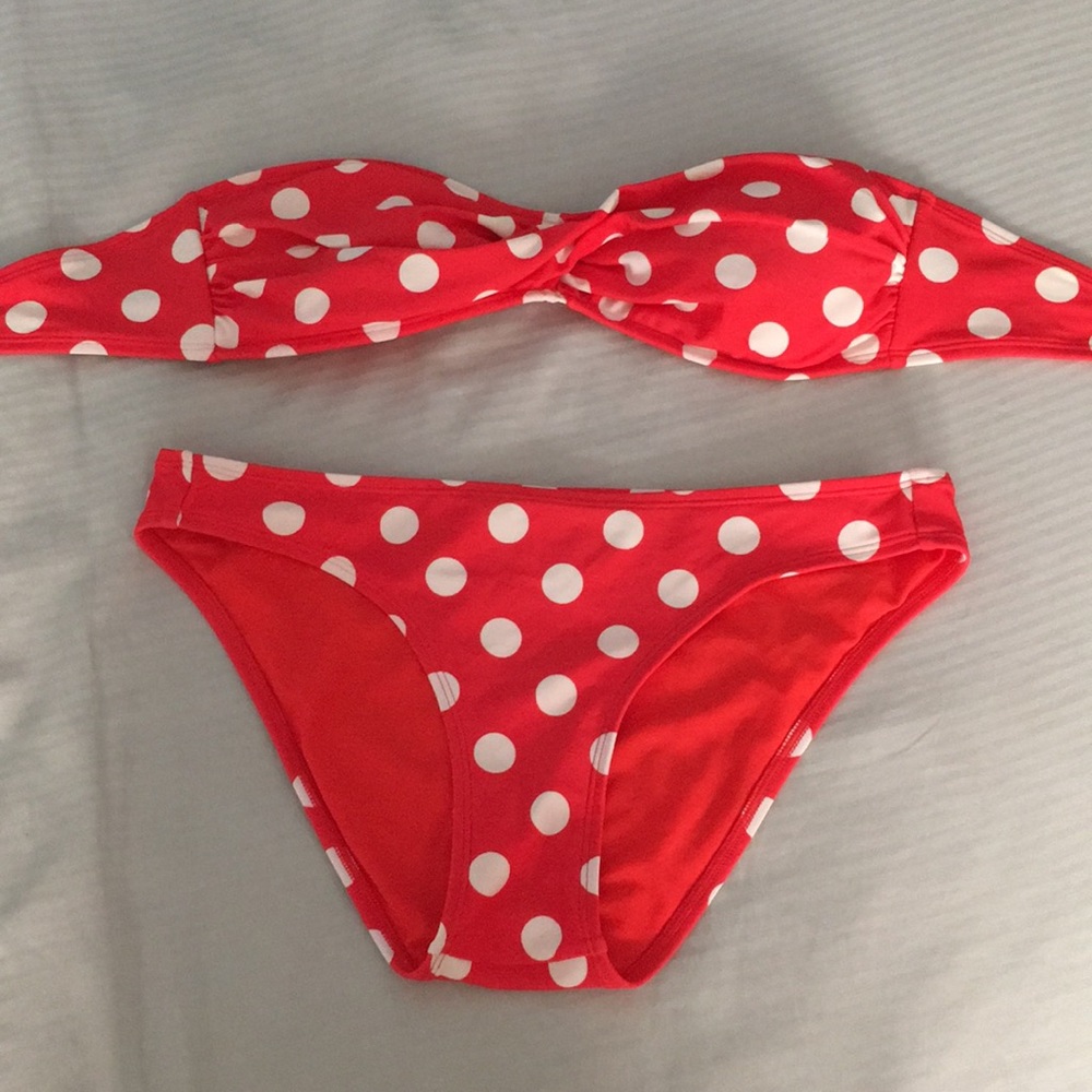 Red polka dot bikini set